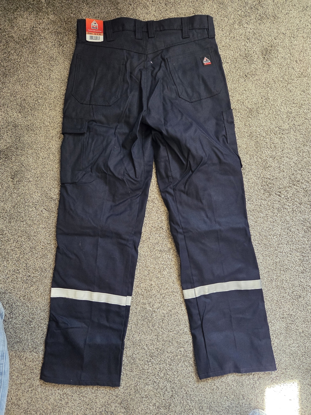 Flame Resistent Men's Navy Work Pants with Reflective Leg Tape